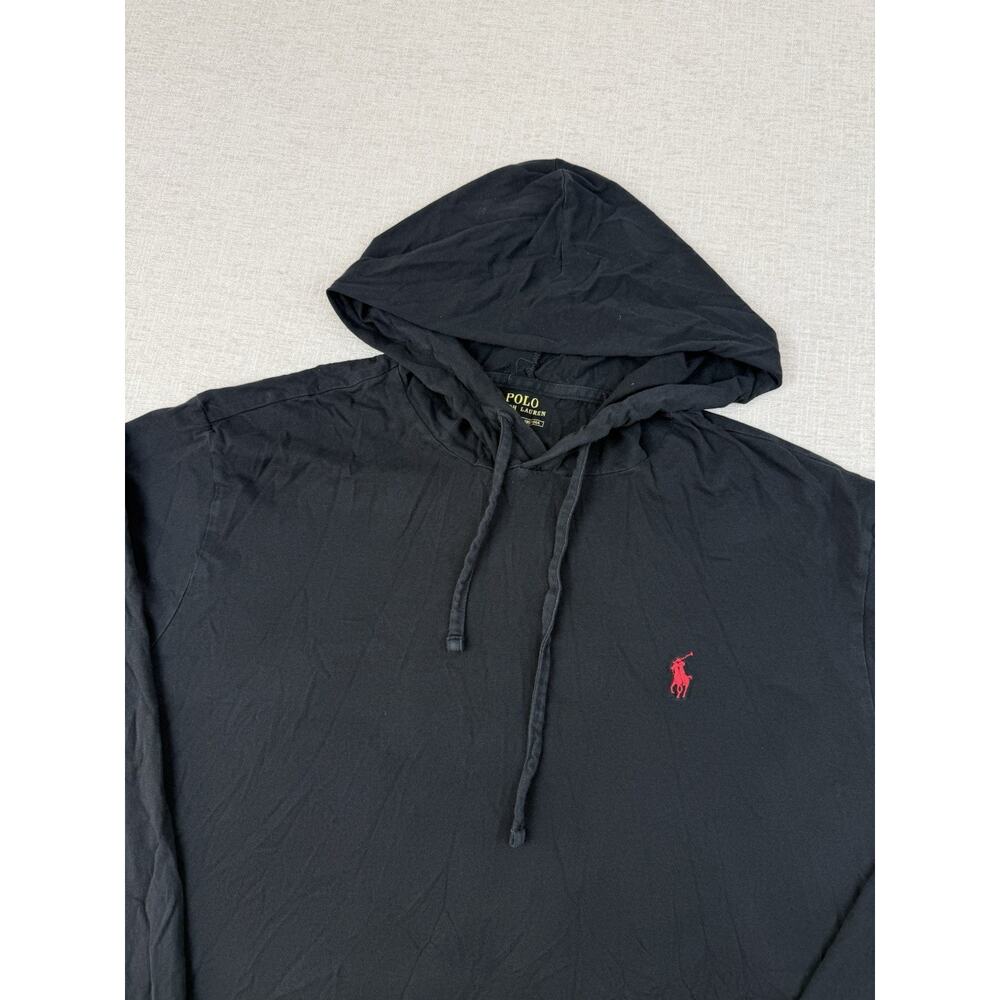 Polo Ralph Lauren Hoodie T Shirt Men’s XL Black Long Sleeve Pony Cotton Peru - Picture 3 of 9